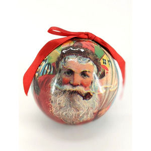 Vintage Santa Paper Mache Large Ball Ornament Christmas 3 inches diameter